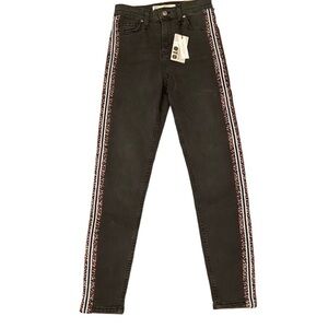 NEW Topshop Jaimie Moto High Waist Ankle Jeans in Black